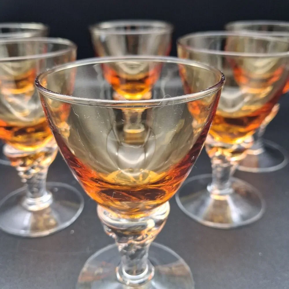 Liquor Cocktail Lisa Amber Glasses By George Borgfeldt 3 1/4
